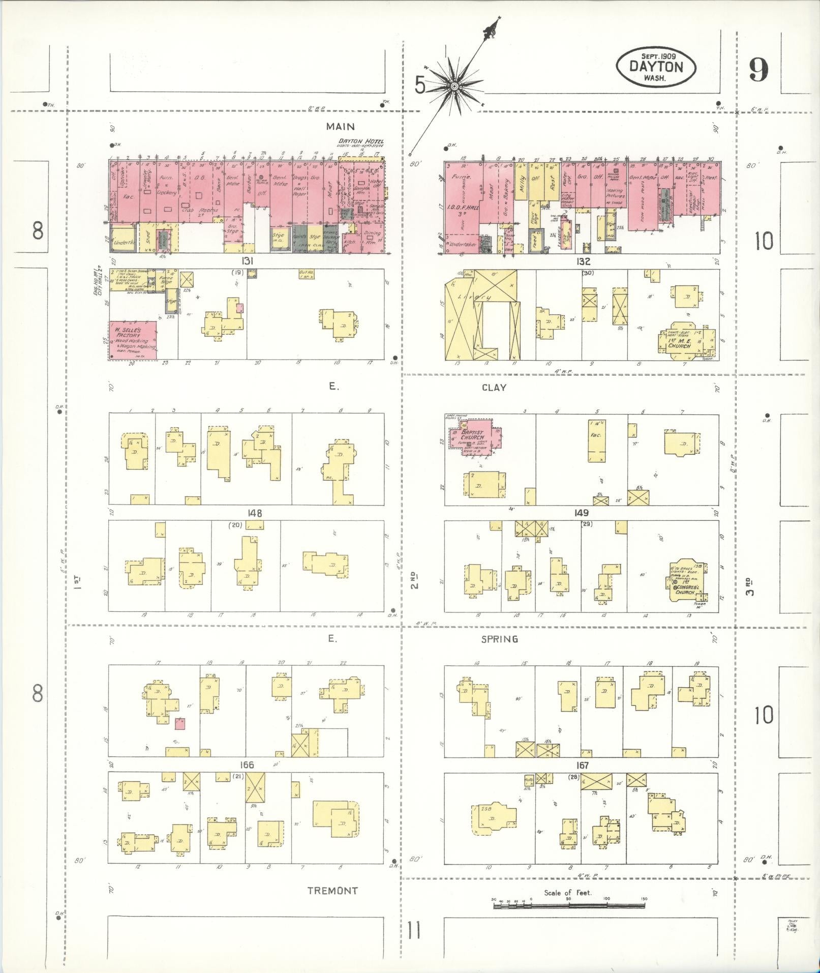 Sanborn Fire Insurance Map from Dayton, Columbia County, Washington (1909), Sheet #0009 - Complete Map Set gallery image, historic Sanborn map, vintage wall art, Washington Washington