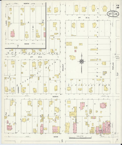 Sanborn Fire Insurance Map from Mount Olive, Macoupin County, Illinois (1910), Sheet #0002 - Complete Map Set gallery image, historic Sanborn map, vintage wall art, Illinois Illinois
