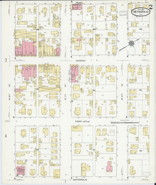 Sanborn Fire Insurance Map from Metropolis, Massac County, Illinois (1910), Sheet #0002 - Historic Sanborn Fire Insurance Map Print, vintage old map wall art, antique decor, genealogy gift, Illinois Illinois map