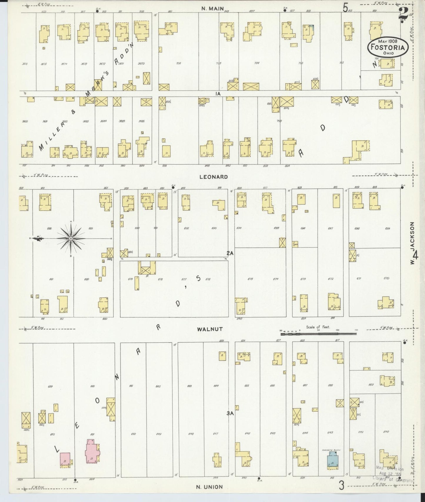 Sanborn Fire Insurance Map from Fostoria, Seneca, Hancock, And Wood Counties, Ohio (1908), Sheet #0002 - Historic Sanborn Fire Insurance Map Print, vintage old map wall art, antique decor, genealogy gift, Ohio Ohio map