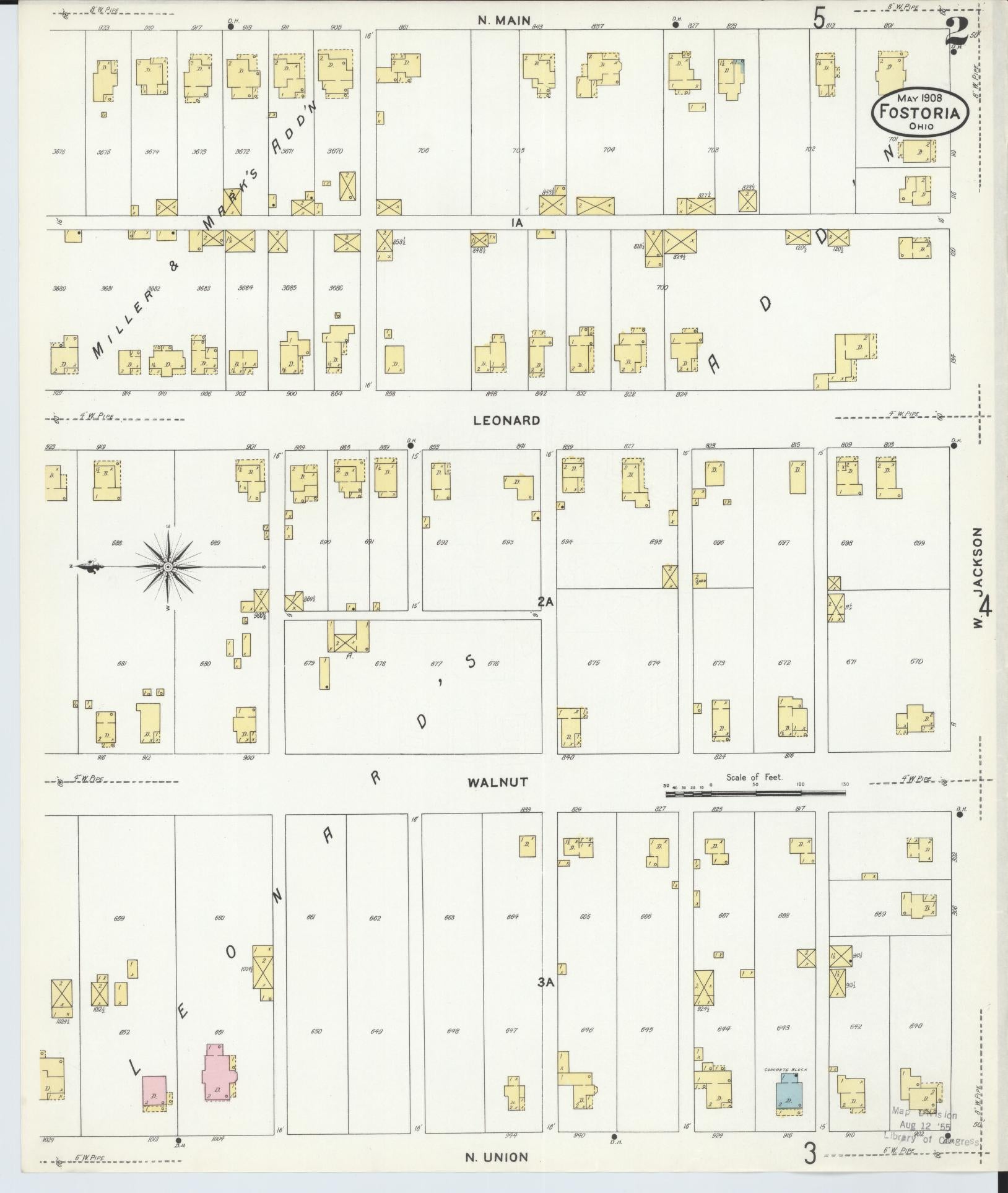 Sanborn Fire Insurance Map from Fostoria, Seneca, Hancock, And Wood Counties, Ohio (1908), Sheet #0002 - Historic Sanborn Fire Insurance Map Print, vintage old map wall art, antique decor, genealogy gift, Ohio Ohio map
