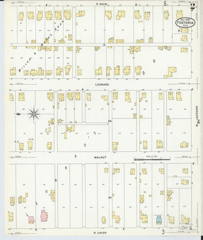 Sanborn Fire Insurance Map from Fostoria, Seneca, Hancock, And Wood Counties, Ohio (1908), Sheet #0002 - Historic Sanborn Fire Insurance Map Print, vintage old map wall art, antique decor, genealogy gift, Ohio Ohio map