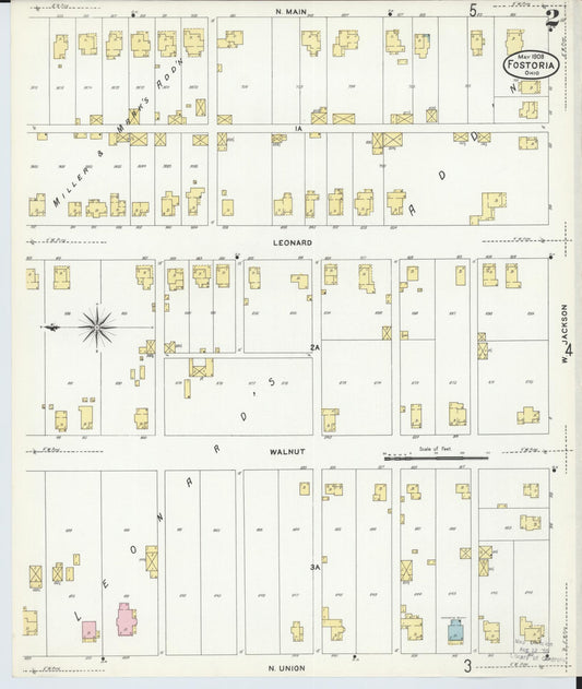 Sanborn Fire Insurance Map from Fostoria, Seneca, Hancock, And Wood Counties, Ohio (1908), Sheet #0002 - Historic Sanborn Fire Insurance Map Print, vintage old map wall art, antique decor, genealogy gift, Ohio Ohio map