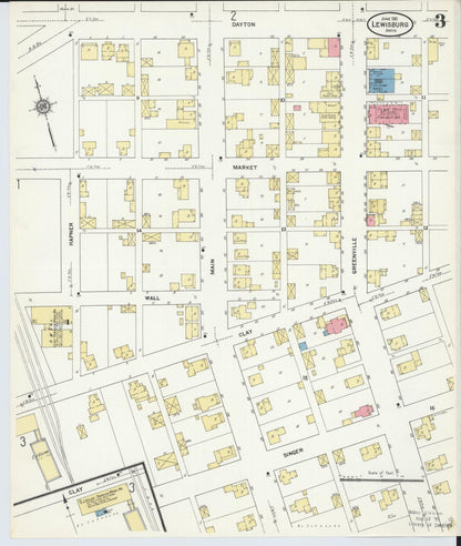 Sanborn Fire Insurance Map from Lewisburg, Preble County, Ohio (1911), Sheet #0003 - Historic Sanborn Fire Insurance Map Print, vintage old map wall art, antique decor, genealogy gift, Ohio Ohio map