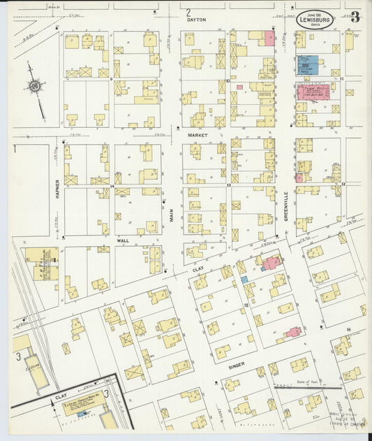 Sanborn Fire Insurance Map from Lewisburg, Preble County, Ohio (1911), Sheet #0003 - Historic Sanborn Fire Insurance Map Print, vintage old map wall art, antique decor, genealogy gift, Ohio Ohio map