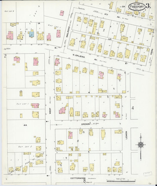 Sanborn Fire Insurance Map from Freeport, Stephenson County, Illinois (1910), Sheet #0003 - Historic Sanborn Fire Insurance Map Print, vintage old map wall art, antique decor, genealogy gift, Illinois Illinois map