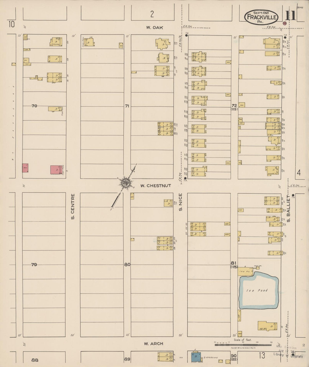 Sanborn Fire Insurance Map from Frackville, Schuylkill County, Pennsylvania (1921), Sheet #0011 - Complete Map Set gallery image, historic Sanborn map, vintage wall art, Pennsylvania Pennsylvania