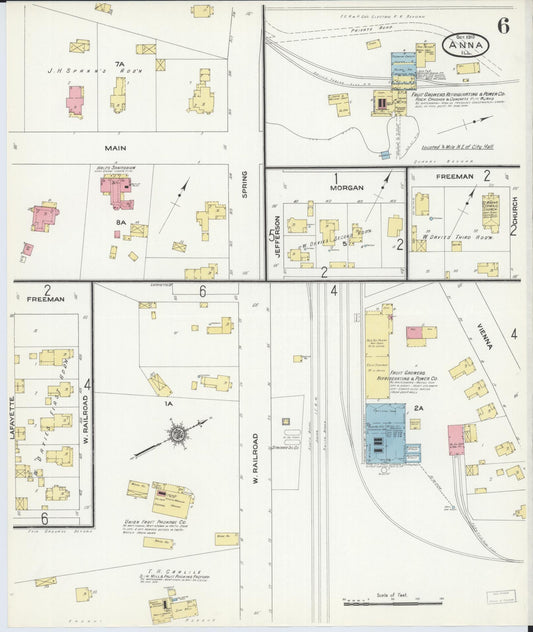 Sanborn Fire Insurance Map from Anna, Union County, Illinois (1910), Sheet #0006 - Historic Sanborn Fire Insurance Map Print, vintage old map wall art, antique decor, genealogy gift, Illinois Illinois map