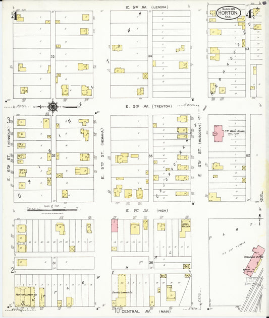 Sanborn Fire Insurance Map from Horton, Brown County, Kansas (1924), Sheet #0004 - Historic Sanborn Fire Insurance Map Print, vintage old map wall art, antique decor, genealogy gift, Kansas Kansas map