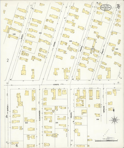 Sanborn Fire Insurance Map from Bangor, Penobscot County, Maine (1906), Sheet #0003 - Complete Map Set gallery image, historic Sanborn map, vintage wall art, Maine Maine