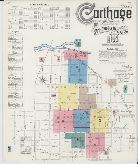 Sanborn Fire Insurance Map from Carthage, Jasper County, Missouri. (1893) – Historic Sanborn Fire Insurance Map Print