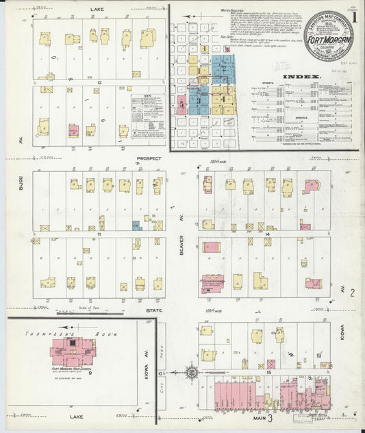 Sanborn Fire Insurance Map from Fort Morgan, Morgan County, Colorado (1912), Sheet #0001 - Complete Map Set gallery image, historic Sanborn map, vintage wall art, Colorado Colorado