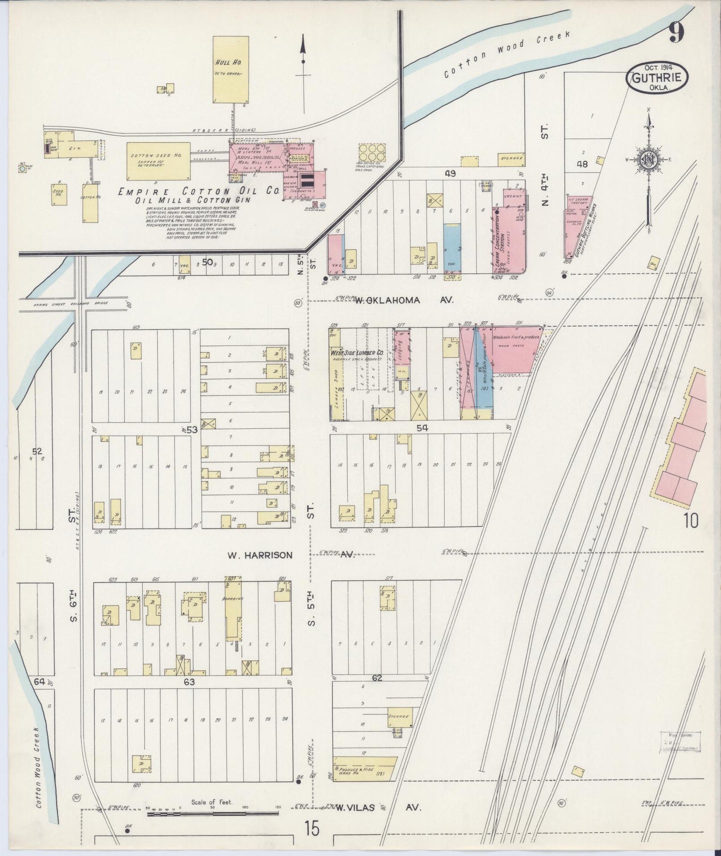 Sanborn Fire Insurance Map from Guthrie, Logan County, Oklahoma (1914), Sheet #0009 - Complete Map Set gallery image, historic Sanborn map, vintage wall art, Oklahoma Oklahoma