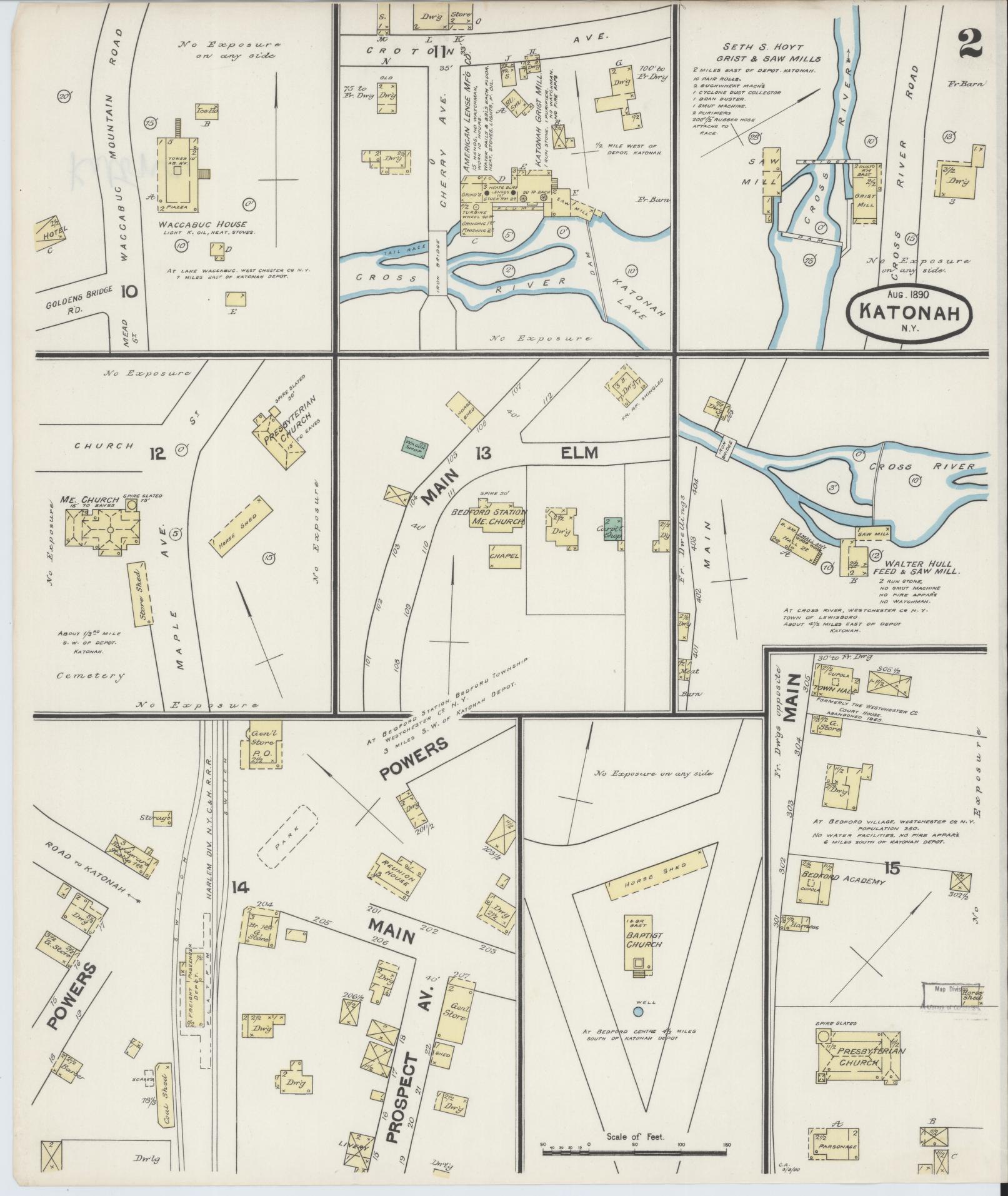 Sanborn Fire Insurance Map from Katonah, Westchester County, New York (1890), Sheet #0002 - Complete Map Set gallery image, historic Sanborn map, vintage wall art, New York New York