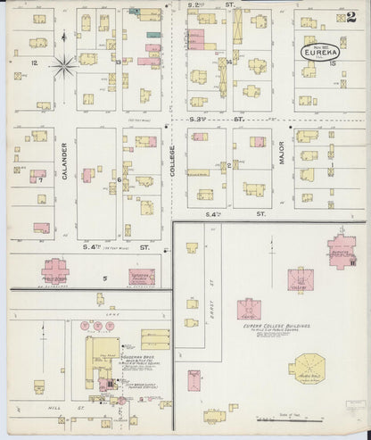 Sanborn Fire Insurance Map from Eureka, Woodford County, Illinois (1892), Sheet #0002 - Complete Map Set gallery image, historic Sanborn map, vintage wall art, Illinois Illinois