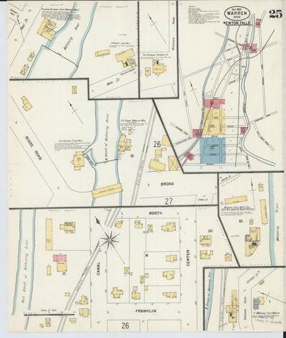 Sanborn Fire Insurance Map from Warren, Trumbull County, Ohio (1902), Sheet #0025 - Historic Sanborn Fire Insurance Map Print, vintage old map wall art, antique decor, genealogy gift, Ohio Ohio map
