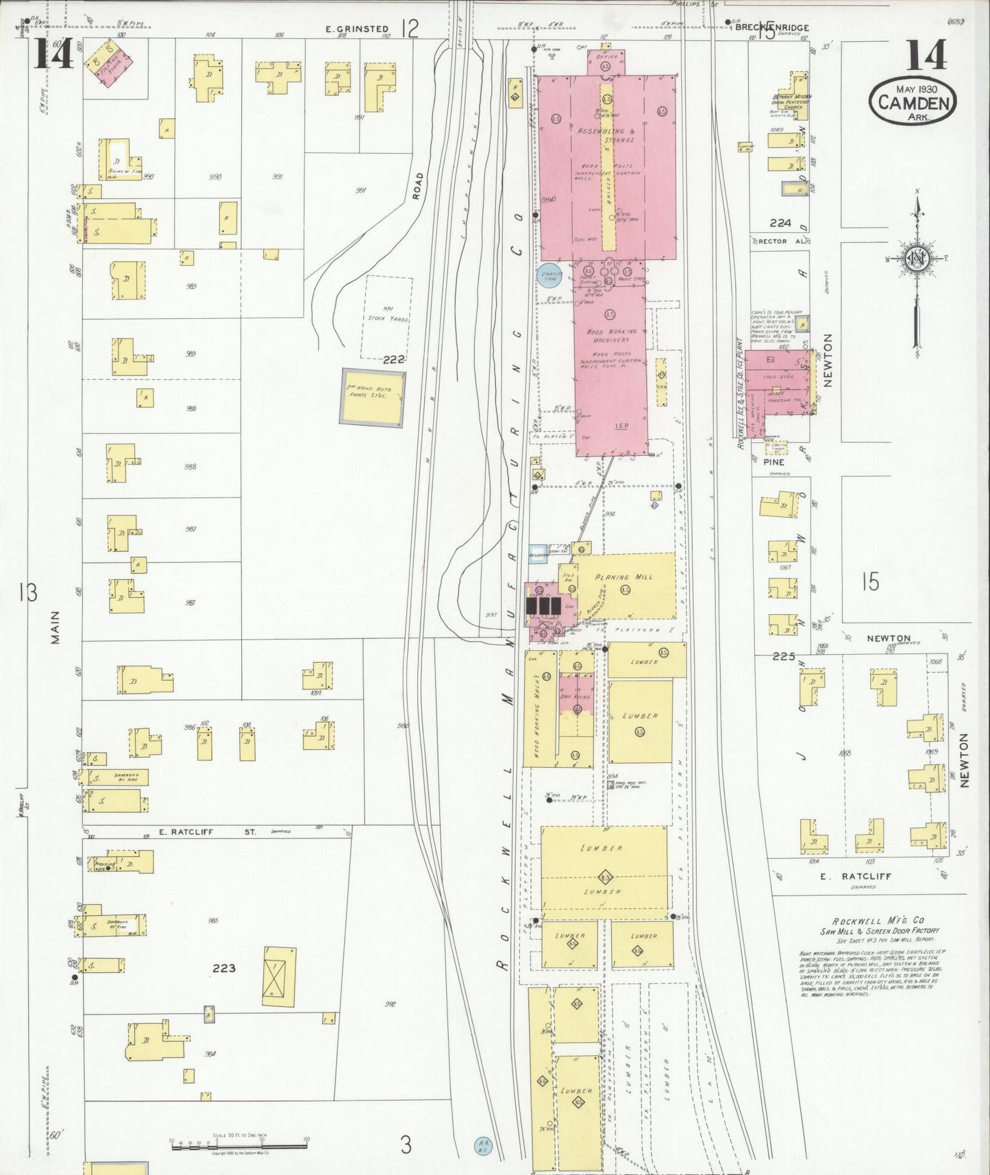 Sanborn Fire Insurance Map from Camden, Ouachita County, Arkansas (1930), Sheet #0014 - Complete Map Set gallery image, historic Sanborn map, vintage wall art, Arkansas Arkansas