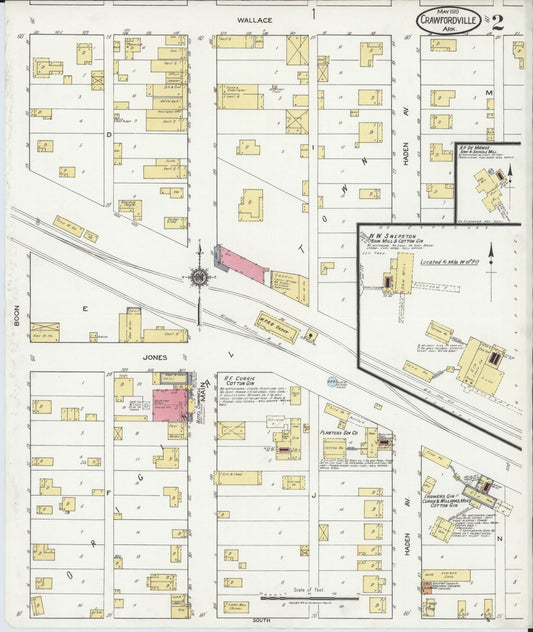 Sanborn Fire Insurance Map from Crawfordsville, Crittenden County, Arkansas (1919), Sheet #0002 - Historic Sanborn Fire Insurance Map Print, vintage old map wall art, antique decor, genealogy gift, Arkansas Arkansas map