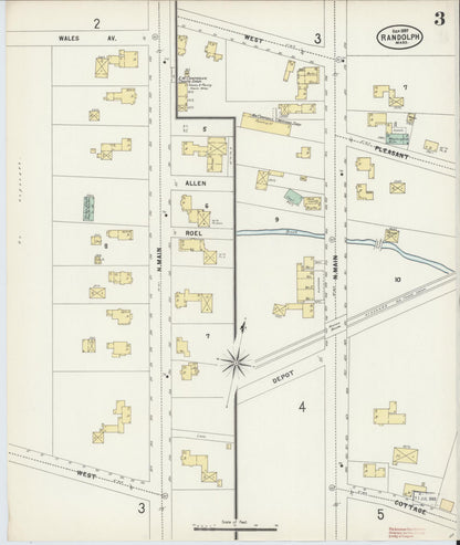 Sanborn Fire Insurance Map from Randolph, Norfolk County, Massachusetts (1897), Sheet #0003 - Complete Map Set gallery image, historic Sanborn map, vintage wall art, Massachusetts Massachusetts