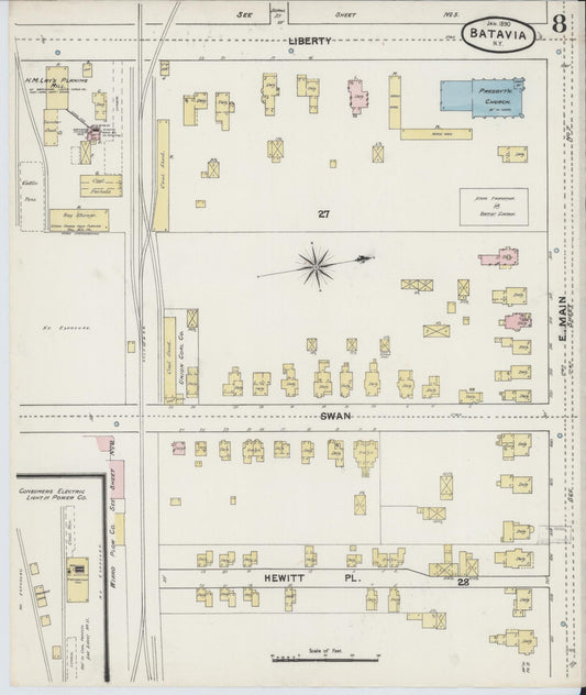 Sanborn Fire Insurance Map from Batavia, Genesee County, New York (1890), Sheet #0008 - Historic Sanborn Fire Insurance Map Print, vintage old map wall art, antique decor, genealogy gift, New York New York map