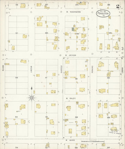 Sanborn Fire Insurance Map from Pendleton, Umatilla County, Oregon (1903), Sheet #0002 - Complete Map Set gallery image, historic Sanborn map, vintage wall art, Oregon Oregon
