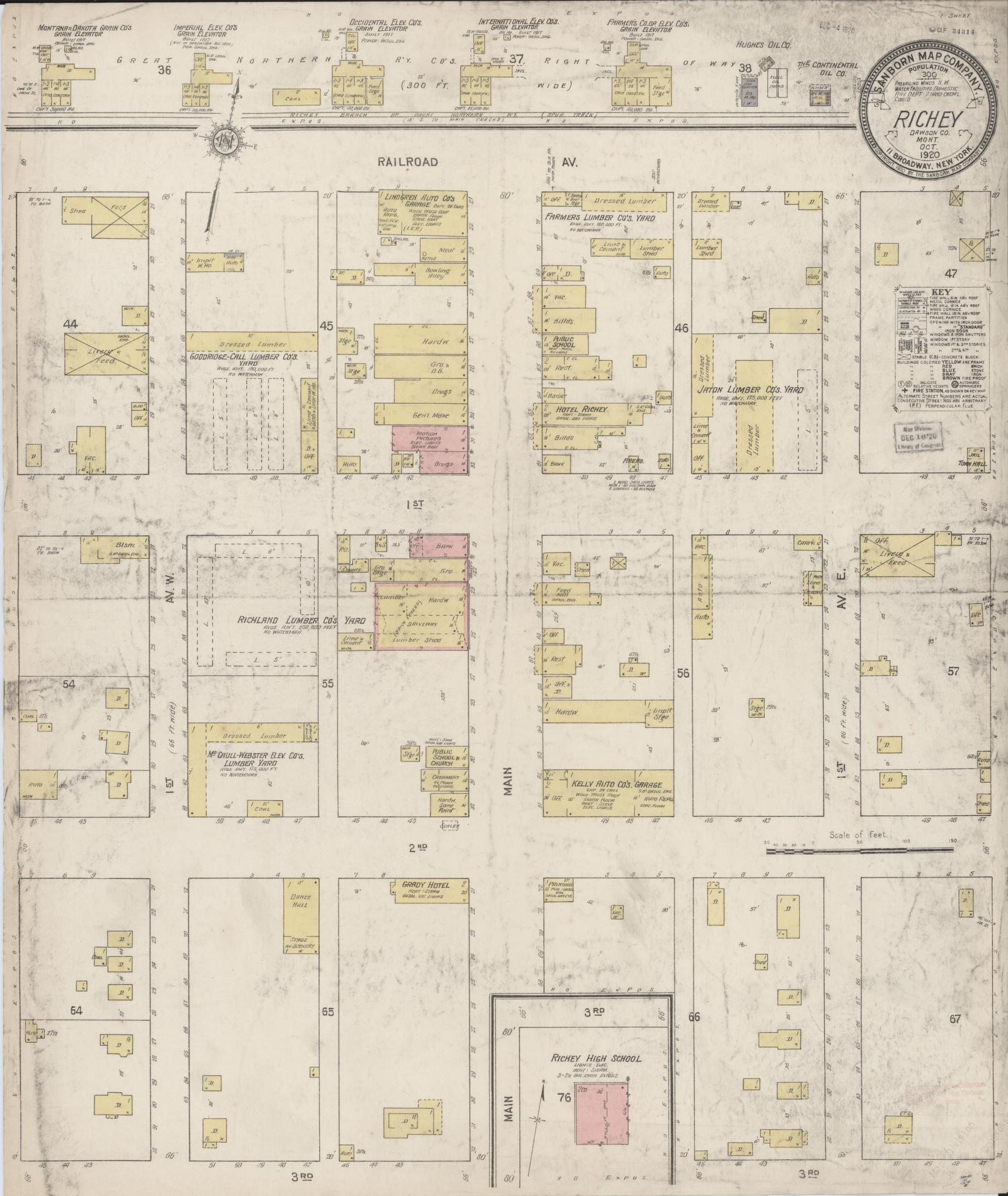 Sanborn Fire Insurance Map from Richey, Dawson County, Montana (1920), Sheet #0001 - Historic Sanborn Fire Insurance Map Print, vintage old map wall art, antique decor, genealogy gift, Montana Montana map