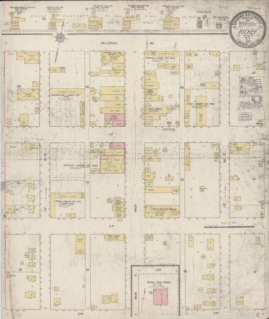 Sanborn Fire Insurance Map from Richey, Dawson County, Montana (1920), Sheet #0001 - Historic Sanborn Fire Insurance Map Print, vintage old map wall art, antique decor, genealogy gift, Montana Montana map