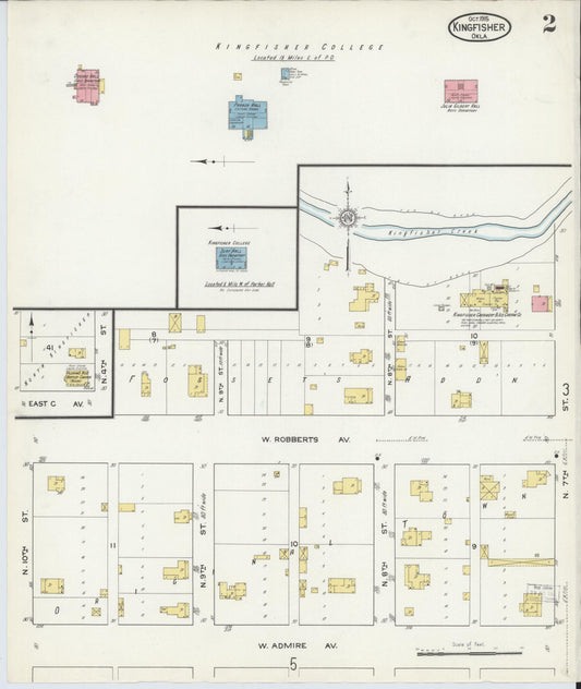 Sanborn Fire Insurance Map from Kingfisher, Kingfisher County, Oklahoma (1915), Sheet #0002 - Historic Sanborn Fire Insurance Map Print, vintage old map wall art, antique decor, genealogy gift, Oklahoma Oklahoma map
