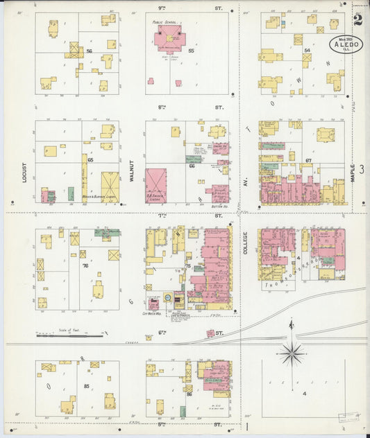 Sanborn Fire Insurance Map from Aledo, Mercer County, Illinois (1901), Sheet #0002 - Historic Sanborn Fire Insurance Map Print, vintage old map wall art, antique decor, genealogy gift, Illinois Illinois map