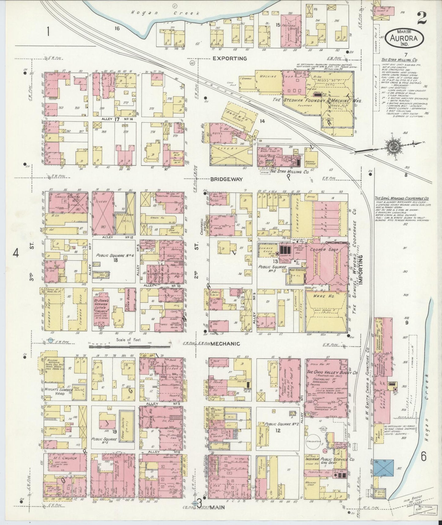 Sanborn Fire Insurance Map from Aurora, Dearborn County, Indiana (1911), Sheet #0002 - Complete Map Set gallery image, historic Sanborn map, vintage wall art, Indiana Indiana