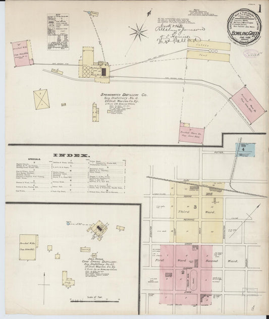 Sanborn Fire Insurance Map from Bowling Green, Warren County, Kentucky. (1886) – Historic Sanborn Fire Insurance Map Print