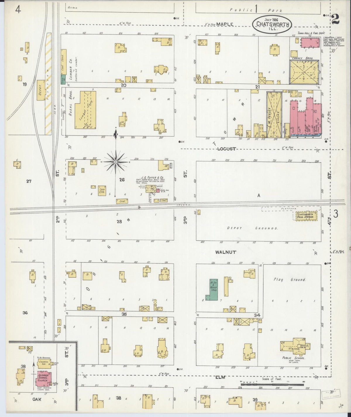 Sanborn Fire Insurance Map from Chatsworth, Livingston County, Illinois (1906), Sheet #0002 - Complete Map Set gallery image, historic Sanborn map, vintage wall art, Illinois Illinois