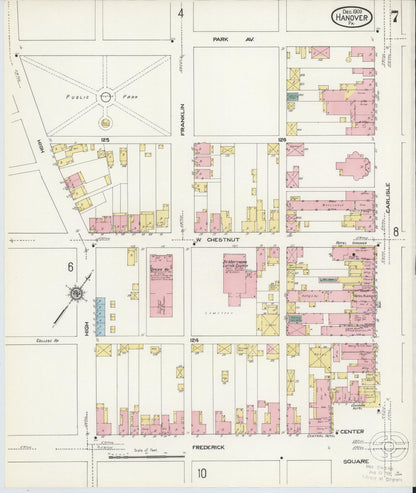 Sanborn Fire Insurance Map from Hanover, York County, Pennsylvania (1909), Sheet #0007 - Complete Map Set gallery image, historic Sanborn map, vintage wall art, Pennsylvania Pennsylvania