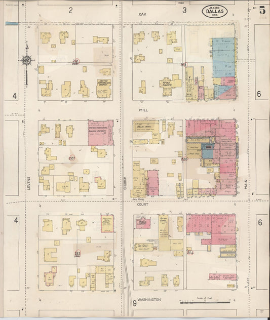 Sanborn Fire Insurance Map from Dallas, Polk County, Oregon (1939), Sheet #0005 - Historic Sanborn Fire Insurance Map Print, vintage old map wall art, antique decor, genealogy gift, Oregon Oregon map
