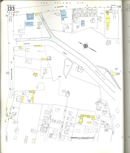 Sanborn Fire Insurance Map from Honolulu, Oahu County, Hawaii (1955), Sheet #0133 - Historic Sanborn Fire Insurance Map Print, vintage old map wall art
