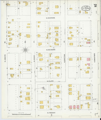 Sanborn Fire Insurance Map from El Reno, Canadian County, Oklahoma (1904), Sheet #0002 - Complete Map Set gallery image, historic Sanborn map, vintage wall art, Oklahoma Oklahoma