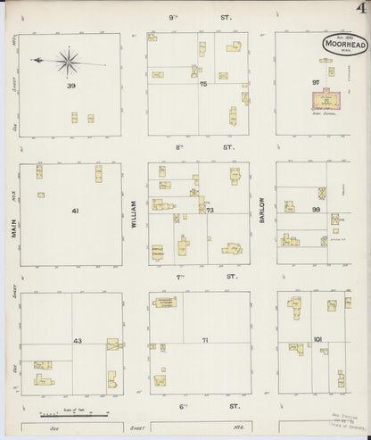 Sanborn Fire Insurance Map from Moorhead, Clay County, Minnesota (1890), Sheet #0004 - Complete Map Set gallery image, historic Sanborn map, vintage wall art, Minnesota Minnesota