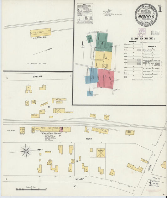 Sanborn Fire Insurance Map from Medfield, Norfolk County, Massachusetts (1903), Sheet #0001 - Complete Map Set gallery image, historic Sanborn map, vintage wall art, Massachusetts Massachusetts