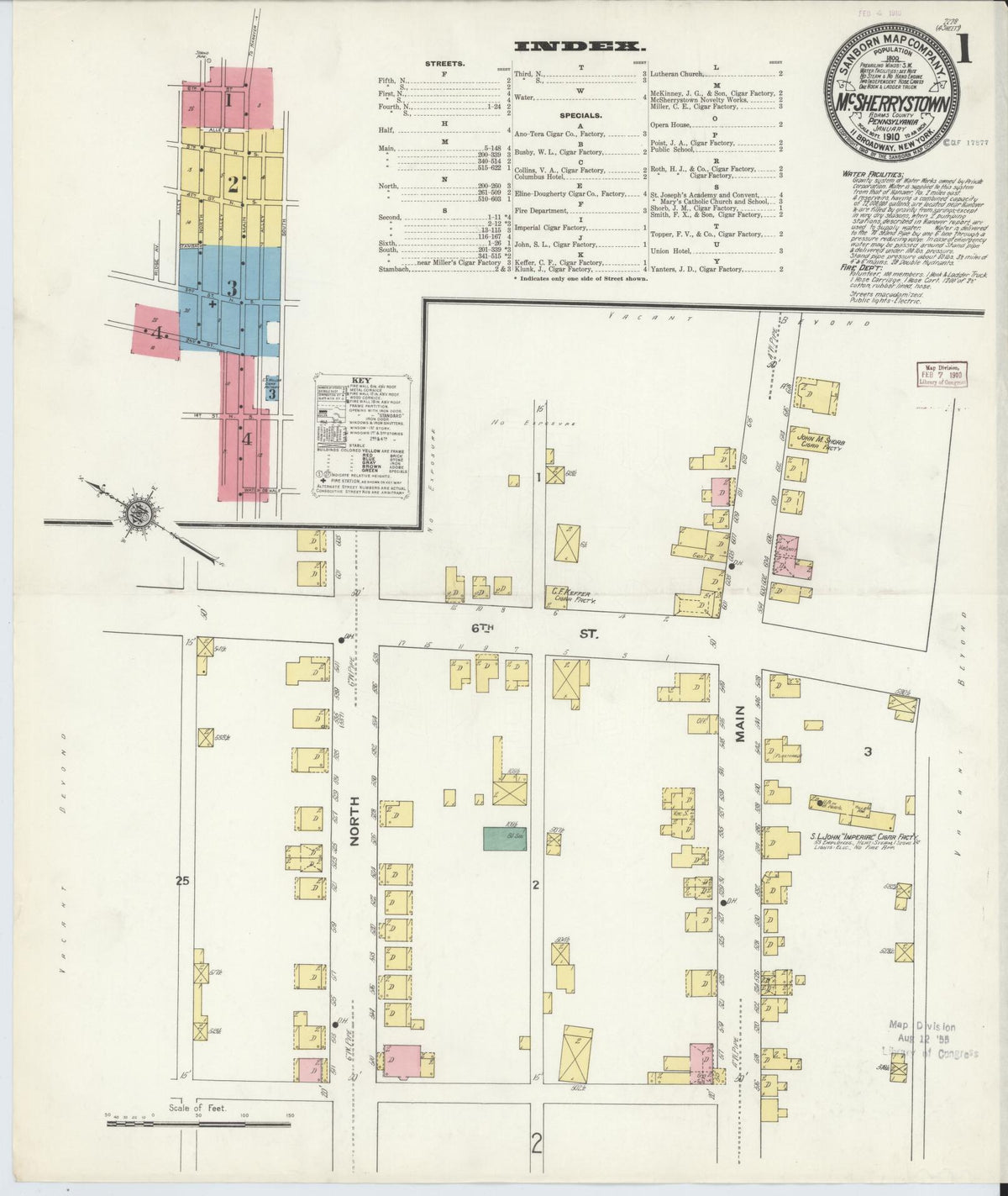 Sanborn Fire Insurance Map from McSherrystown, Adams County, Pennsylvania (1910), Sheet #0001 - Complete Map Set gallery image, historic Sanborn map, vintage wall art, Pennsylvania Pennsylvania