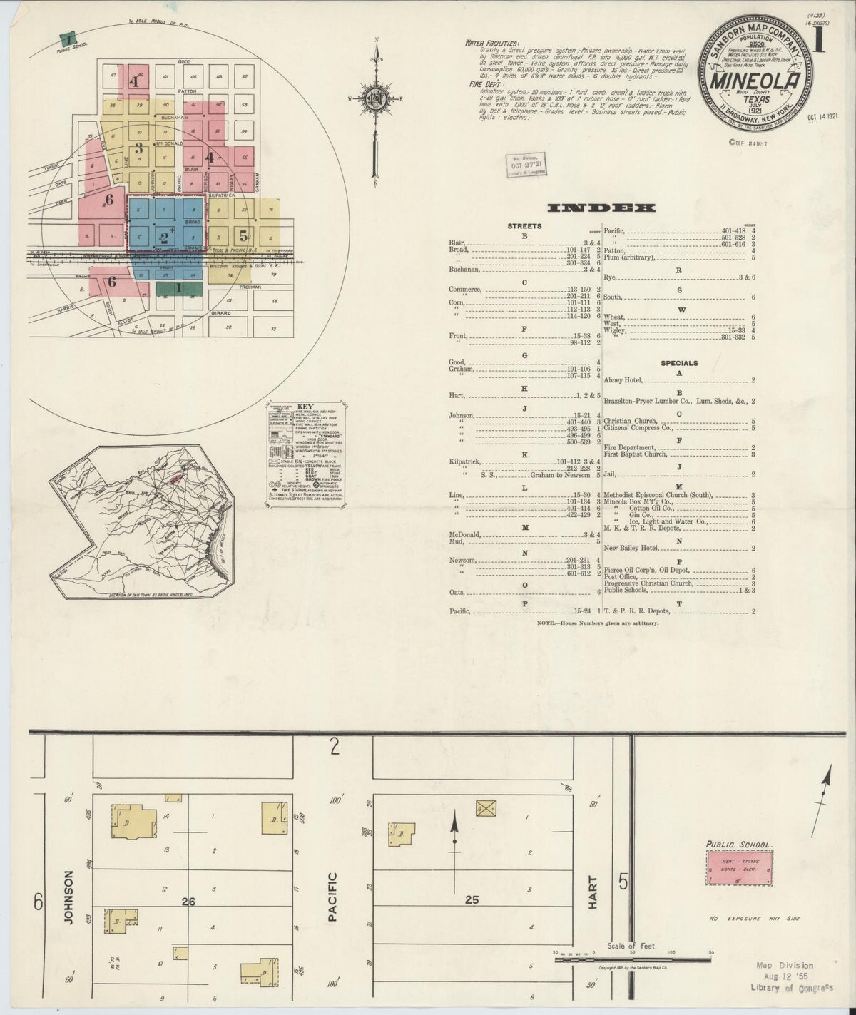 Sanborn Fire Insurance Map from Mineola, Wood County, Texas (1921), Sheet #0001 - Complete Map Set gallery image, historic Sanborn map, vintage wall art, Texas Texas