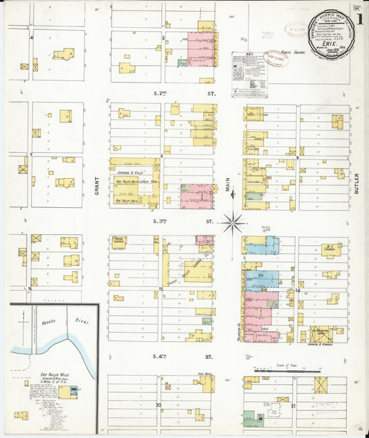 Sanborn Fire Insurance Map from Erie, Neosho County, Kansas. (1899) – Historic Sanborn Fire Insurance Map Print