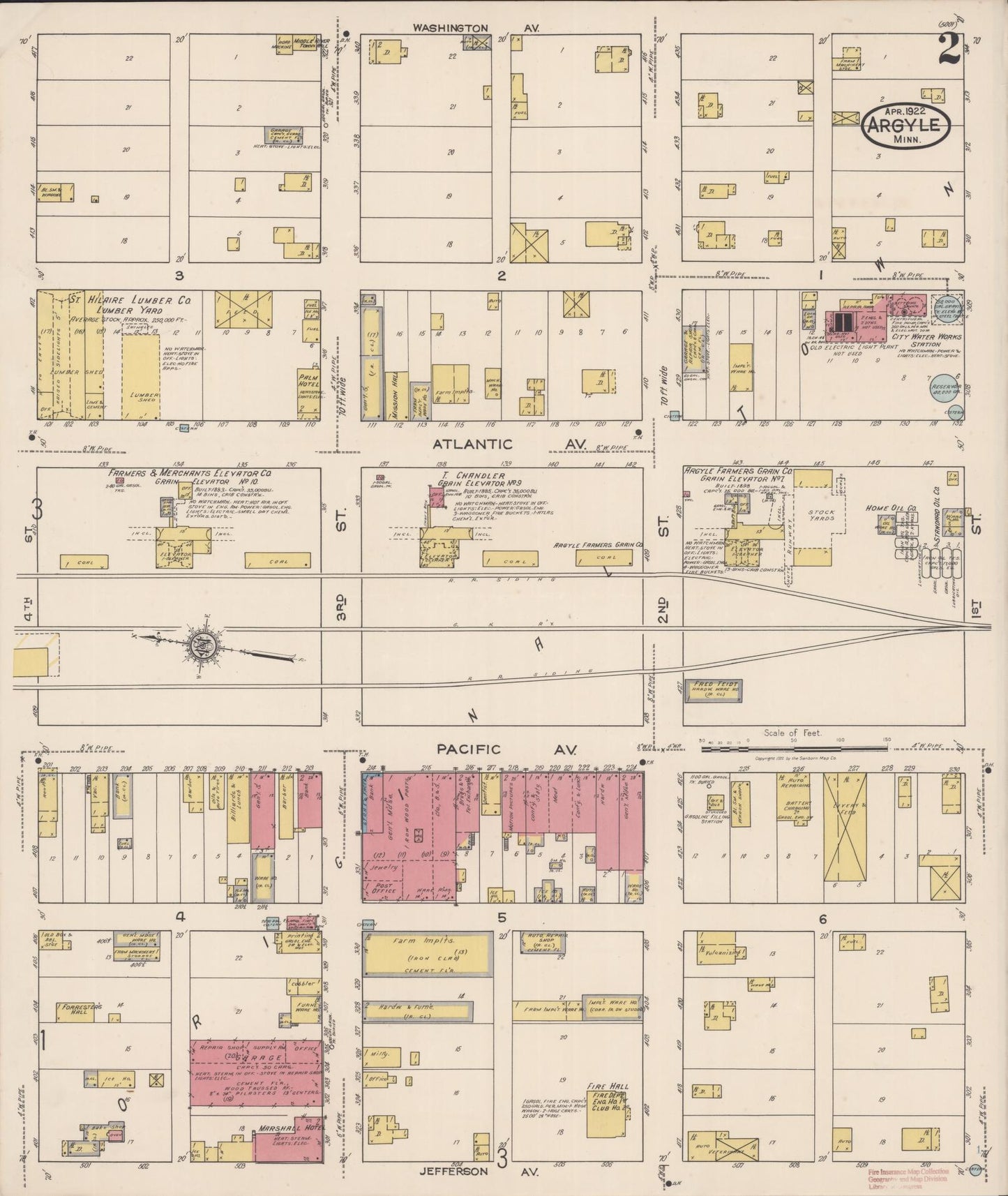 Sanborn Fire Insurance Map from Argyle, Marshall County, Minnesota (1922), Sheet #0002 - Complete Map Set gallery image, historic Sanborn map, vintage wall art, Minnesota Minnesota