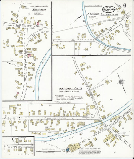 Sanborn Fire Insurance Map from Richford, Franklin County, Vermont (1920), Sheet #0006 - Historic Sanborn Fire Insurance Map Print, vintage old map wall art, antique decor, genealogy gift, Vermont Vermont map