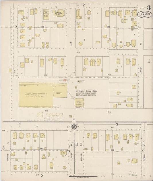 Sanborn Fire Insurance Map from La Habra, Orange County, California (1920), Sheet #0003 - Historic Sanborn Fire Insurance Map Print, vintage old map wall art, antique decor, genealogy gift, California California map