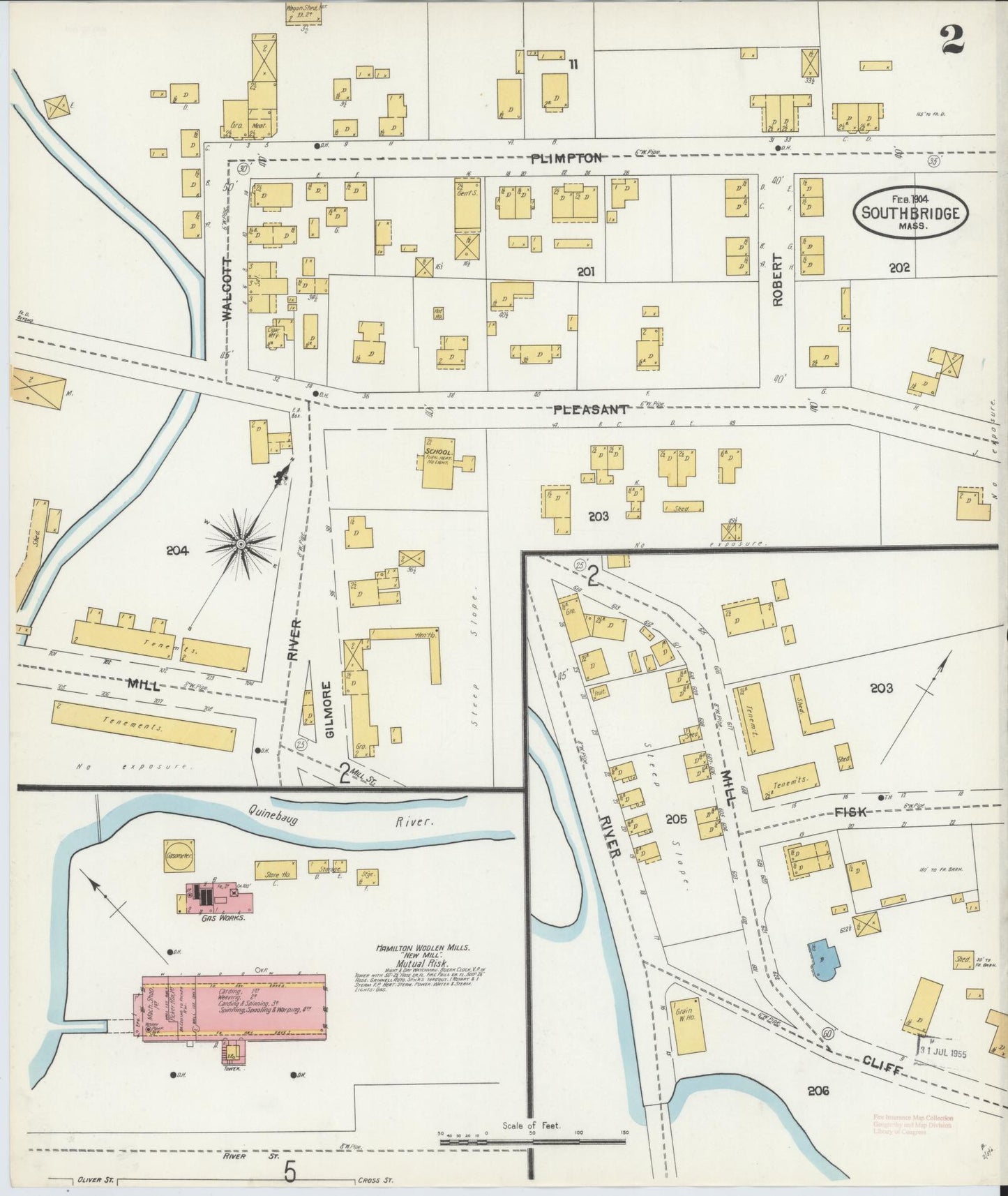 Sanborn Fire Insurance Map from Southbridge, Worcester County, Massachusetts (1904), Sheet #0002 - Historic Sanborn Fire Insurance Map Print, vintage old map wall art, antique decor, genealogy gift, Massachusetts Massachusetts map