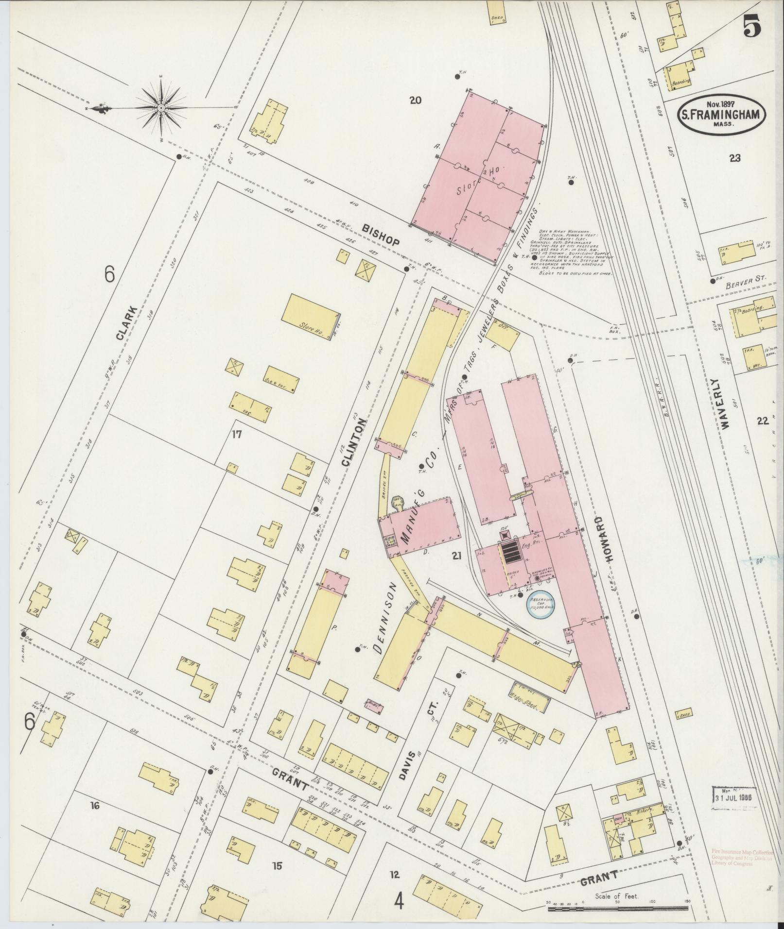 Sanborn Fire Insurance Map from South Farmington, Middlesex County, Massachusetts (1897), Sheet #0005 - Historic Sanborn Fire Insurance Map Print, vintage old map wall art, antique decor, genealogy gift, Massachusetts Massachusetts map