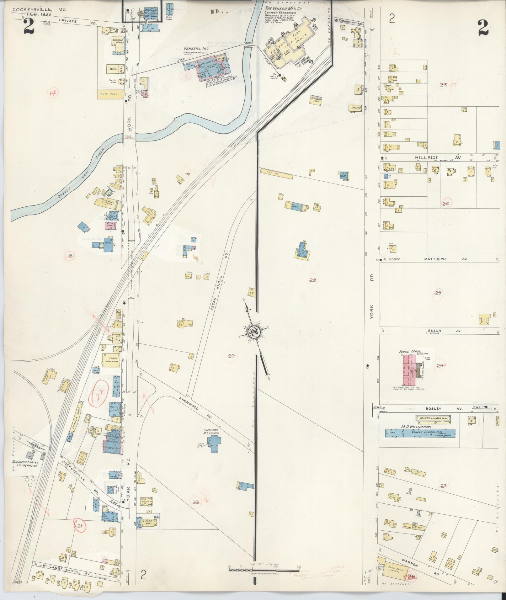 Sanborn Fire Insurance Map from Cockeysville, Baltimore County, Maryland (1946), Sheet #0002 - Historic Sanborn Fire Insurance Map Print, vintage old map wall art, antique decor, genealogy gift, Maryland Maryland map