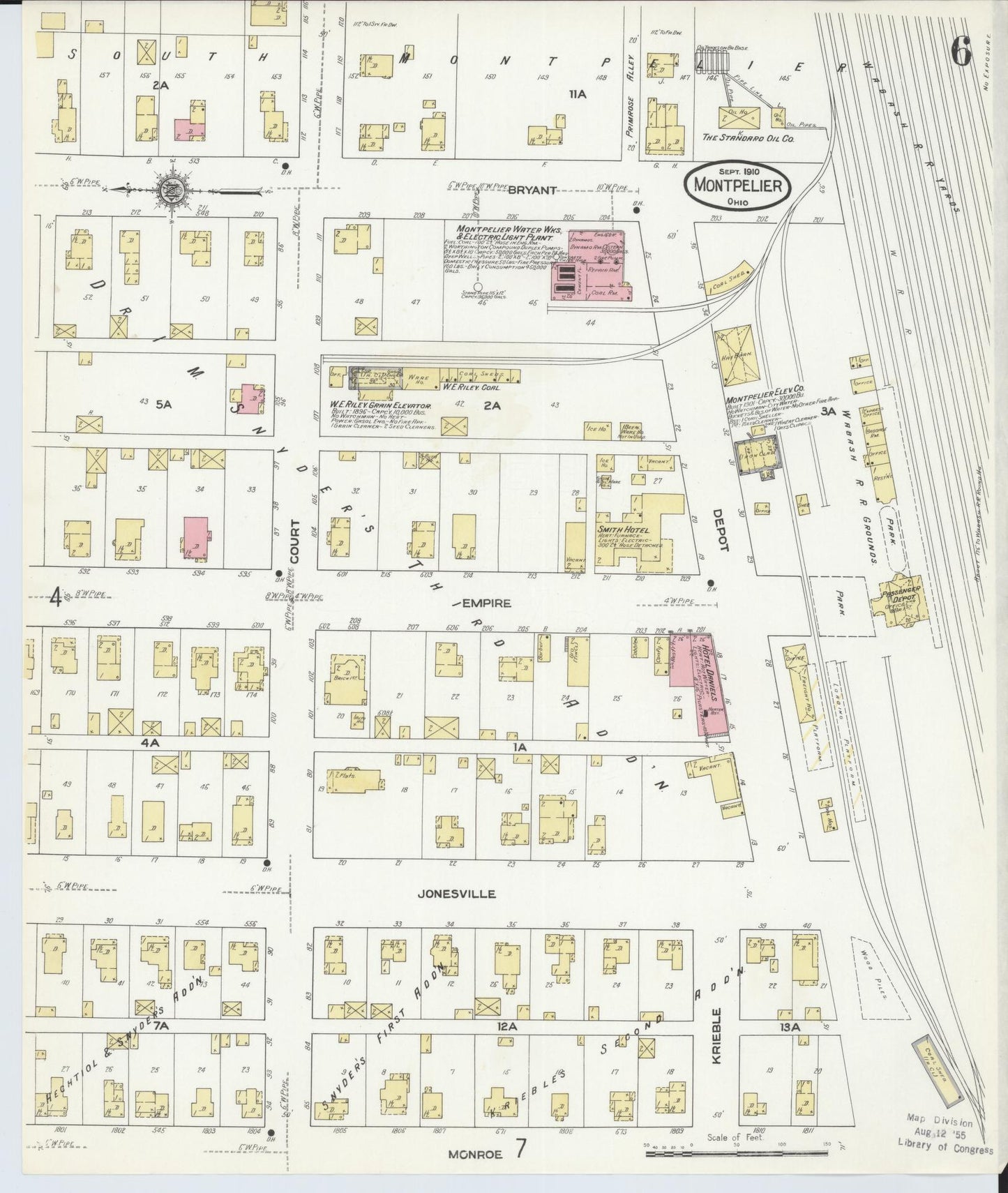 Sanborn Fire Insurance Map from Montpelier, Williams County, Ohio (1910), Sheet #0006 - Complete Map Set gallery image, historic Sanborn map, vintage wall art, Ohio Ohio