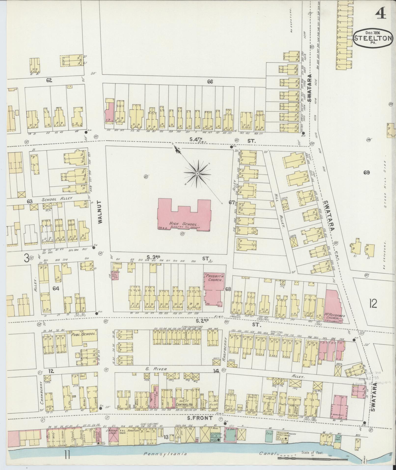 Sanborn Fire Insurance Map from Steelton, Dauphin County, Pennsylvania (1896), Sheet #0004 - Complete Map Set gallery image, historic Sanborn map, vintage wall art, Pennsylvania Pennsylvania