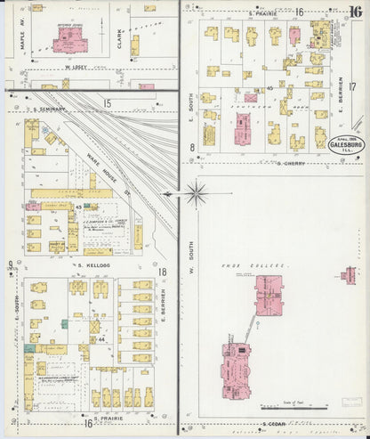 Sanborn Fire Insurance Map from Galesburg, Knox County, Illinois (1906), Sheet #0016 - Historic Sanborn Fire Insurance Map Print, vintage old map wall art, antique decor, genealogy gift, Illinois Illinois map